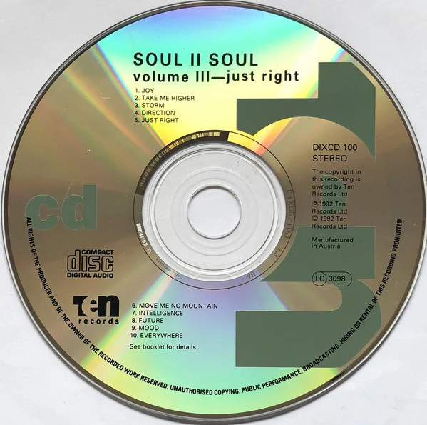 Soul II Soul - Volume III Just Right (CD, Album) - Image 3
