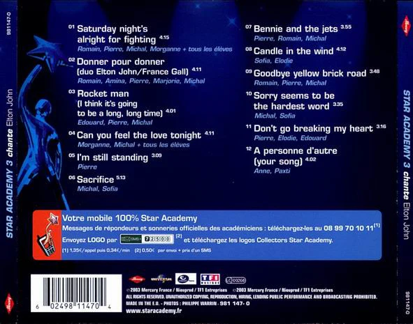Star Academy 3* - Chante Elton John (CD, Album) - Image 2