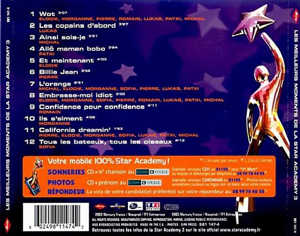 Star Academy 3* - Les Meilleurs Moments De La Star Academy 3 (CD, Album) - Image 2