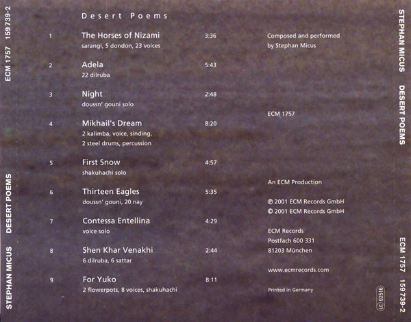 Stephan Micus - Desert Poems (CD, Album) - Image 3