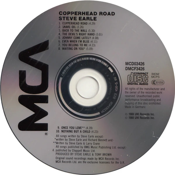 Steve Earle - Copperhead Road (CD, Album) - Image 5