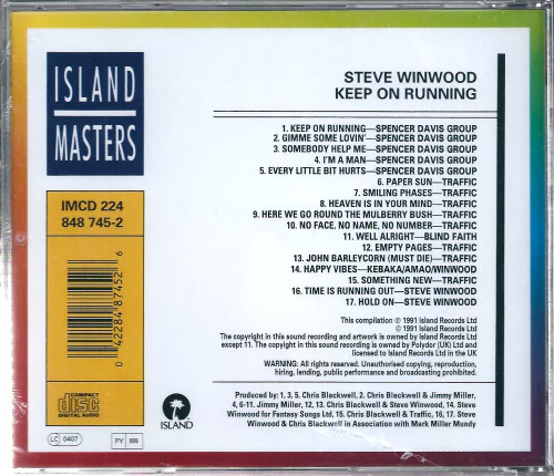 Steve Winwood - Keep On Running (CD, Comp) - Image 2