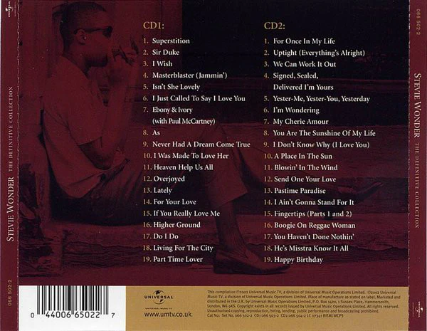 Stevie Wonder - The Definitive Collection (2xCD, Comp) - Image 2