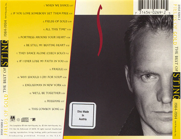 Sting - Fields Of Gold: The Best Of Sting 1984 - 1994 (CD, Comp) - Image 2