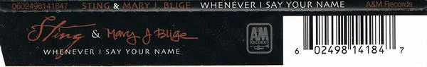 Sting & Mary J Blige* - Whenever I Say Your Name (CD, Maxi) - Image 2