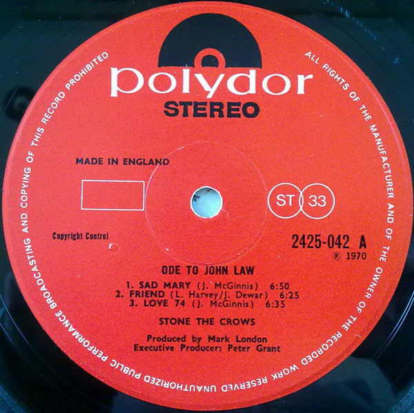 Stone The Crows - Ode To John Law (LP, Album) - Image 4