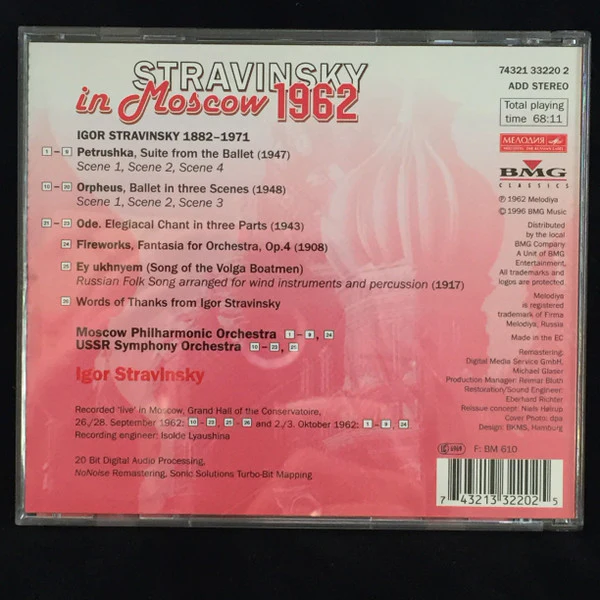 Stravinsky* - Stravinsky In Moscow 1962 (CD, Album, RM) - Image 2