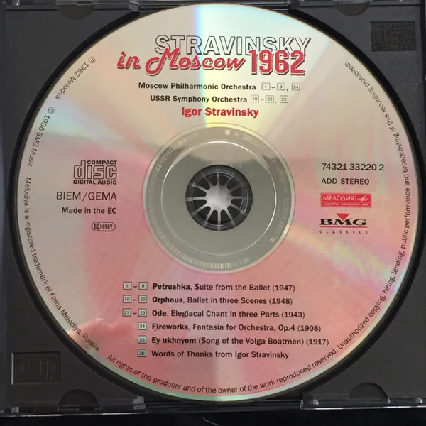 Stravinsky* - Stravinsky In Moscow 1962 (CD, Album, RM) - Image 3