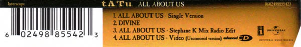 t.A.T.u. - All About Us (CD, Maxi, Enh) - Image 2