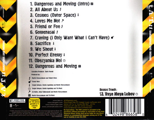 t.A.T.u. - Dangerous And Moving (CD, Album + DVD-V, NTSC + Dlx, Ltd) - Image 2