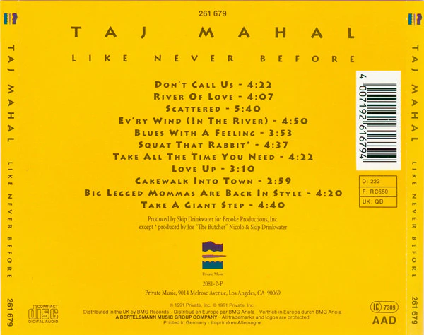 Taj Mahal - Like Never Before (CD, Album) - Image 2