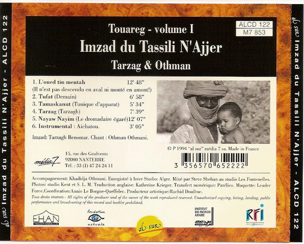 Tarzagh & Othman - Touareg - Volume I - Imzad Du Tassili N'Ajjer (CD, Album) - Image 3