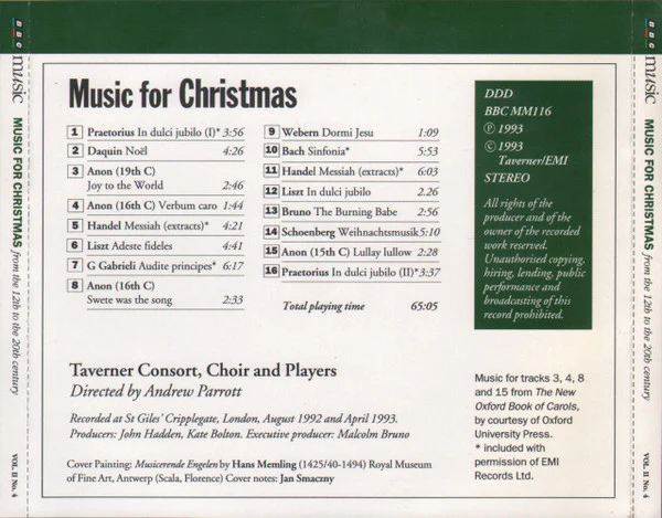 Taverner Consort, Choir* And Players* Directed By Andrew Parrott - Music For Christmas Volume II Number 4 (CD, Comp) - Image 3