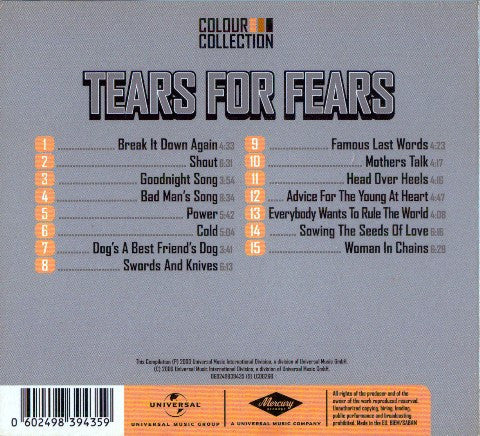 Tears For Fears - Colour Collection (CD, Comp) - Image 2