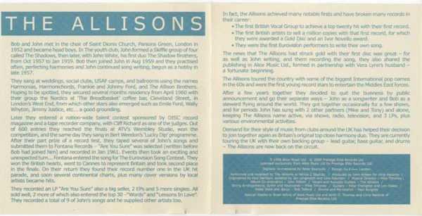 The Allisons - All The Hits Plus More (CD, Comp) - Image 2