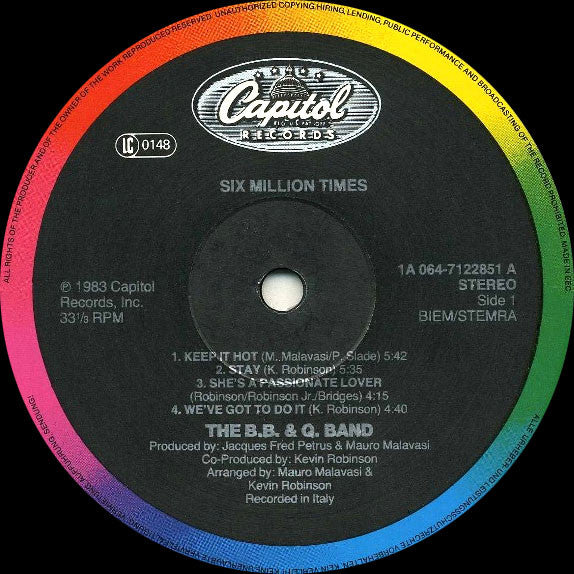 The B.B. & Q. Band* - Six Million Times (LP, Album) - Image 3