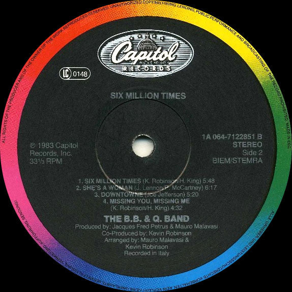 The B.B. & Q. Band* - Six Million Times (LP, Album) - Image 4