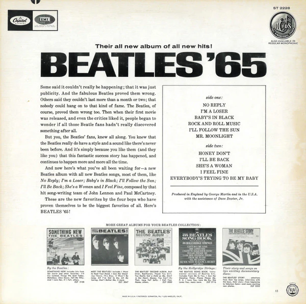 The Beatles - Beatles '65 (LP, Album, RE, Win) - Image 2