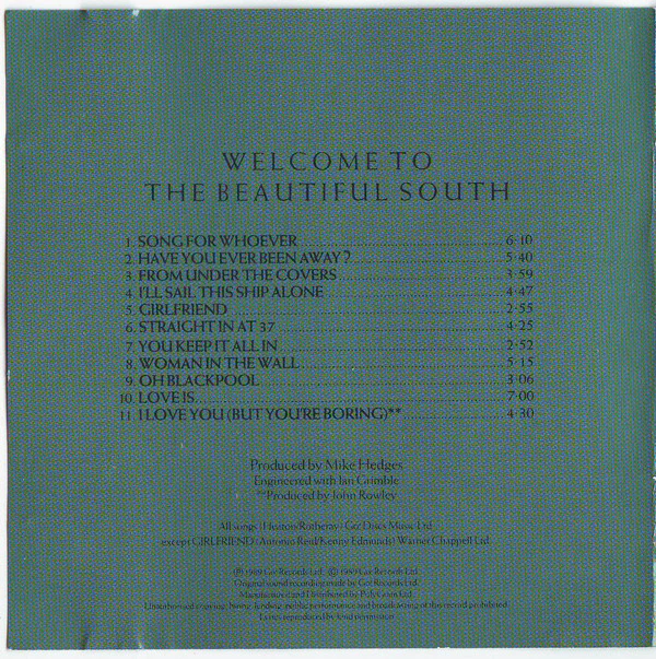 The Beautiful South - Welcome To The Beautiful South (CD, Album, Man) - Image 2