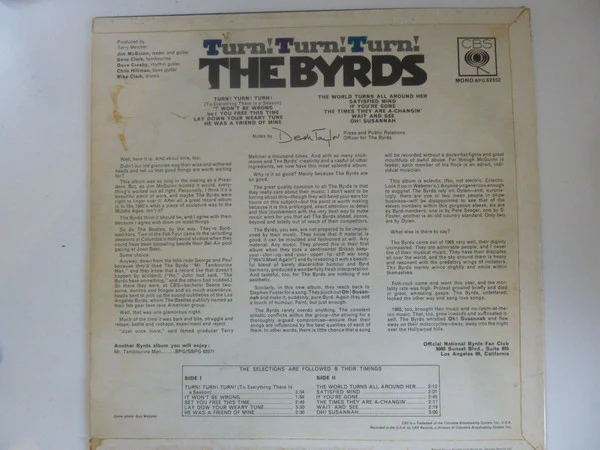 The Byrds - Turn! Turn! Turn! (LP, Album, Mono, Rea) - Image 3