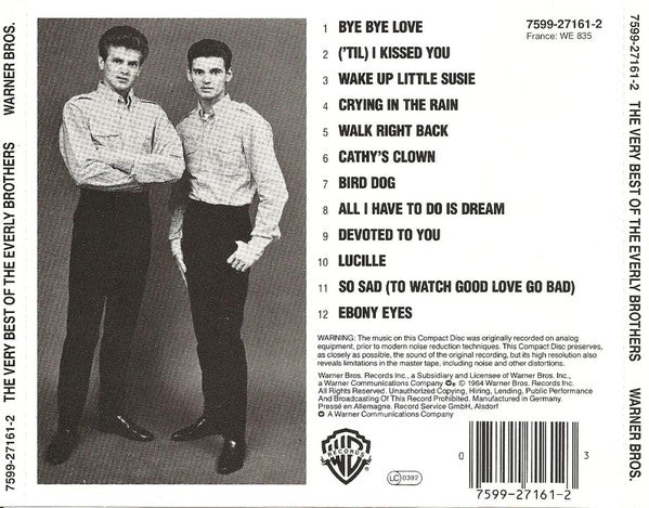 The Everly Brothers* - The Very Best Of The Everly Brothers (CD, Album, Comp, RE) - Image 2