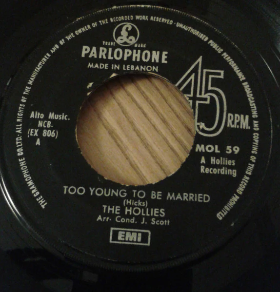 The Hollies - Too Young To Be Married (7")