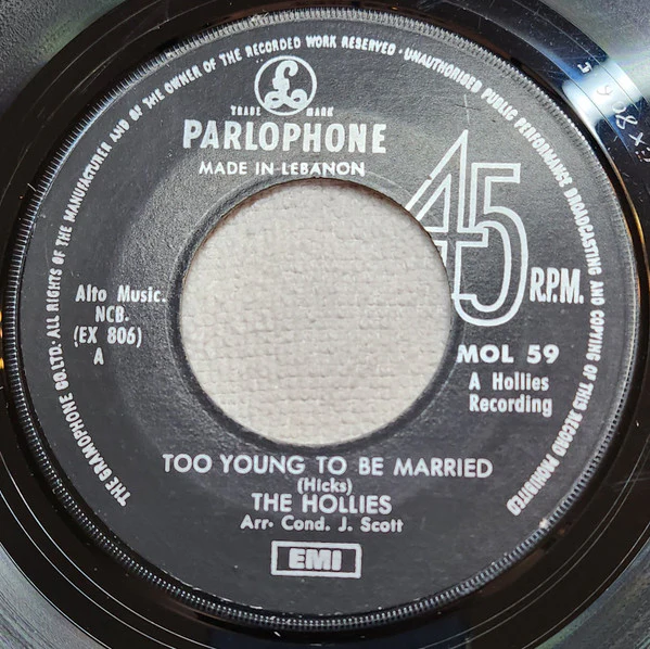 The Hollies - Too Young To Be Married (7") - Image 2
