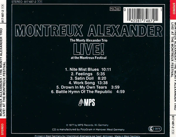 The Monty Alexander Trio - Montreux Alexander - Live! At The Montreux Festival 1976 (CD, Album, RE) - Image 2