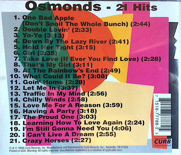 The Osmonds - 21 Hits (CD, Comp) - Image 2