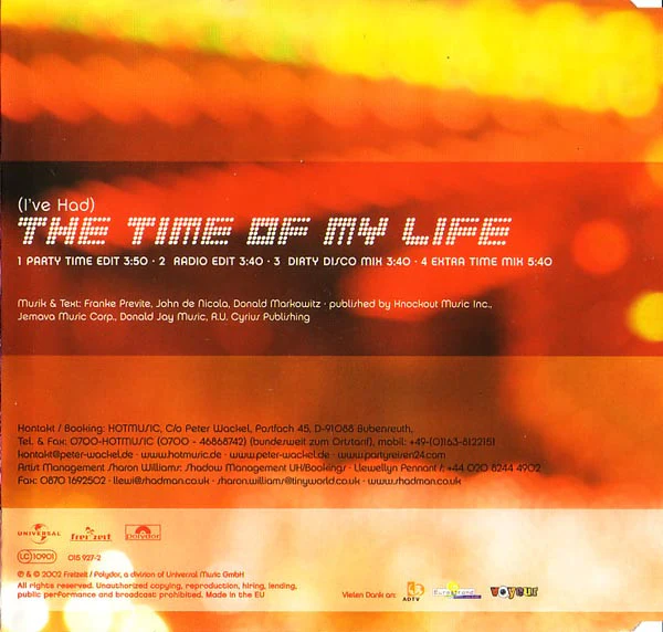 The Partynator & Sharon Williams - (I've Had) The Time Of My Life (CD, Maxi, Enh) - Image 4