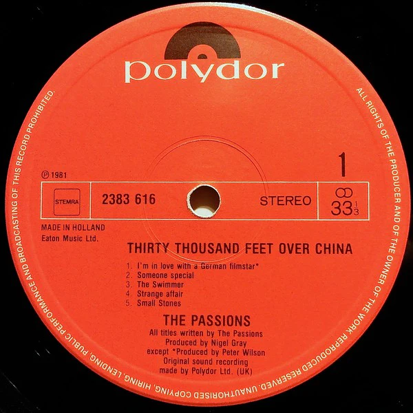 The Passions - Thirty Thousand Feet Over China (LP, Album) - Image 3