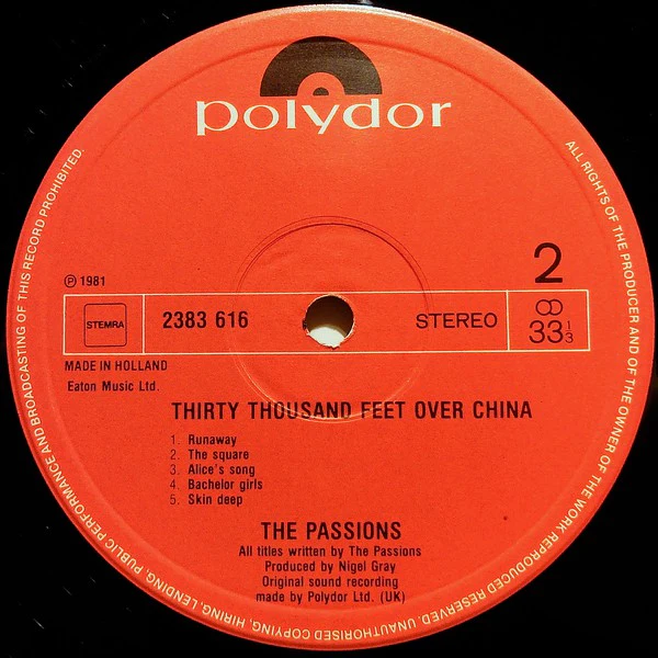 The Passions - Thirty Thousand Feet Over China (LP, Album) - Image 4