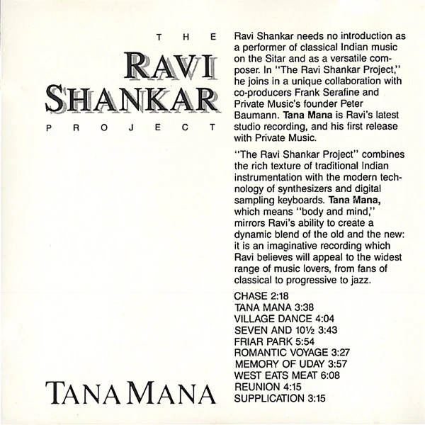 The Ravi Shankar Project* - Tana Mana (CD, Album) - Image 2