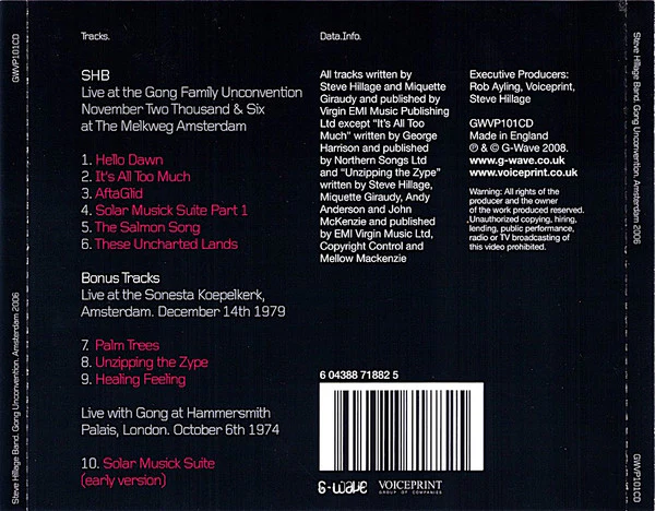 The Steve Hillage Band* - Live At The Gong Family Unconvention November 2006 At The Melkweg Amsterdam (CD, Album) - Image 2