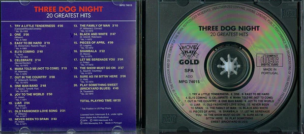 Three Dog Night - 20 Greatest Hits (CD, Comp) - Image 3