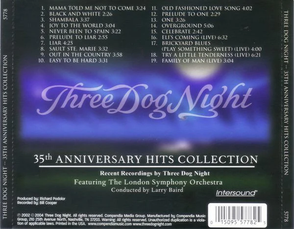 Three Dog Night Featuring The London Symphony Orchestra - 35th Anniversary Hits Collection (CD, Album) - Image 2
