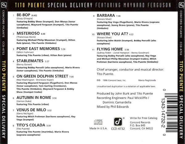 Tito Puente Featuring Maynard Ferguson - Special Delivery (CD, Album) - Image 2