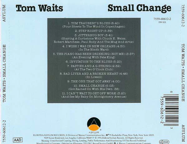 Tom Waits - Small Change (CD, Album, RE) - Image 2