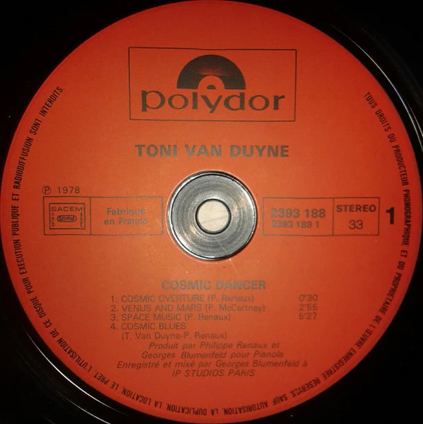 Toni Van Duyne - Cosmic Dancer (LP, Album) - Image 3