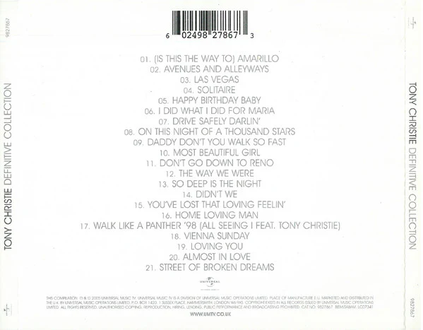 Tony Christie - Definitive Collection (CD, Comp) - Image 2