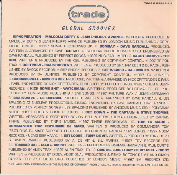 Tony De Vit - Trade Global Grooves Volume 1 (CD, Mixed) - Image 2