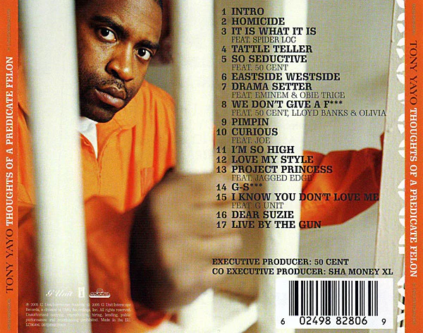 Tony Yayo - Thoughts Of A Predicate Felon (CD, Album) - Image 2