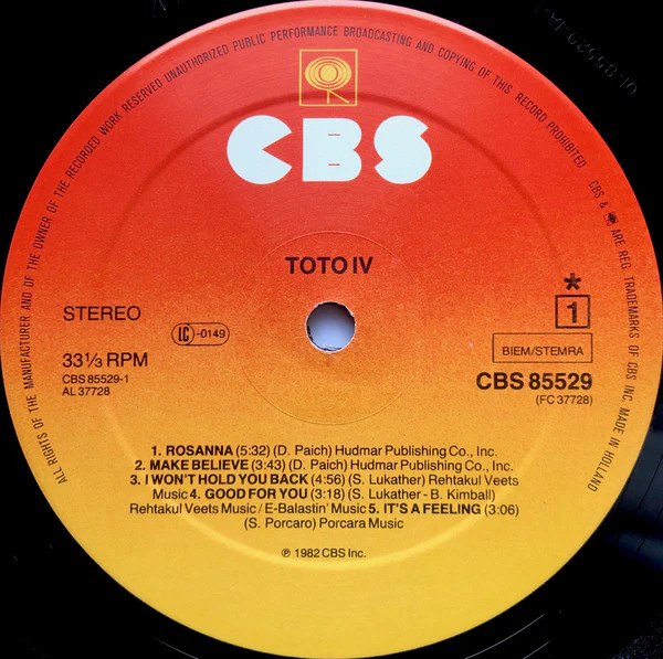 Toto - Toto IV (LP, Album) - Image 3