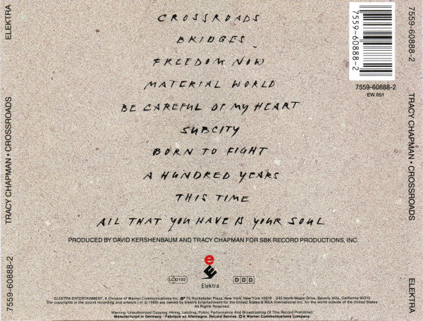 Tracy Chapman - Crossroads (CD, Album, RP) - Image 2