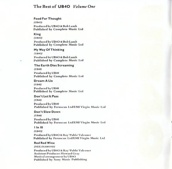 UB40 - The Best Of UB40 - Volume One (CD, Comp) - Image 4