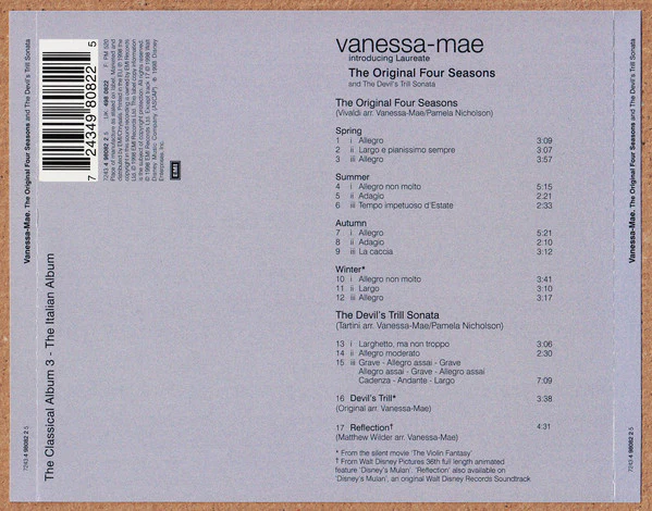 Vanessa-Mae - The Original Four Seasons And The Devil's Trill Sonata (CD, Album) - Image 2