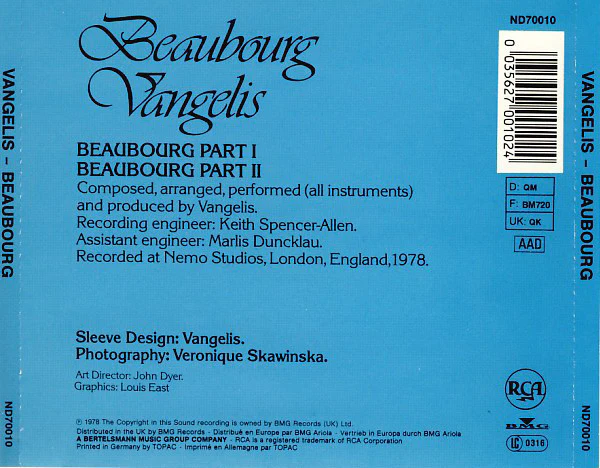 Vangelis - Beaubourg (CD, Album, RE) - Image 2