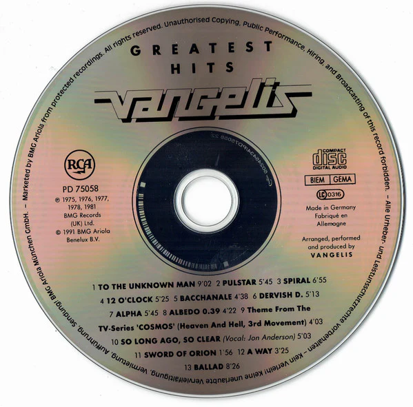 Vangelis - Greatest Hits (CD, Comp, RP) - Image 3