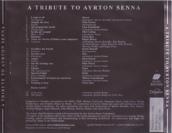Various - A Tribute To Ayrton Senna (CD, Comp, Promo) - Image 2