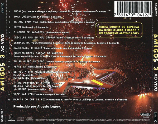 Various - Amigos Ao Vivo Volume 3 (CD, Album) - Image 2